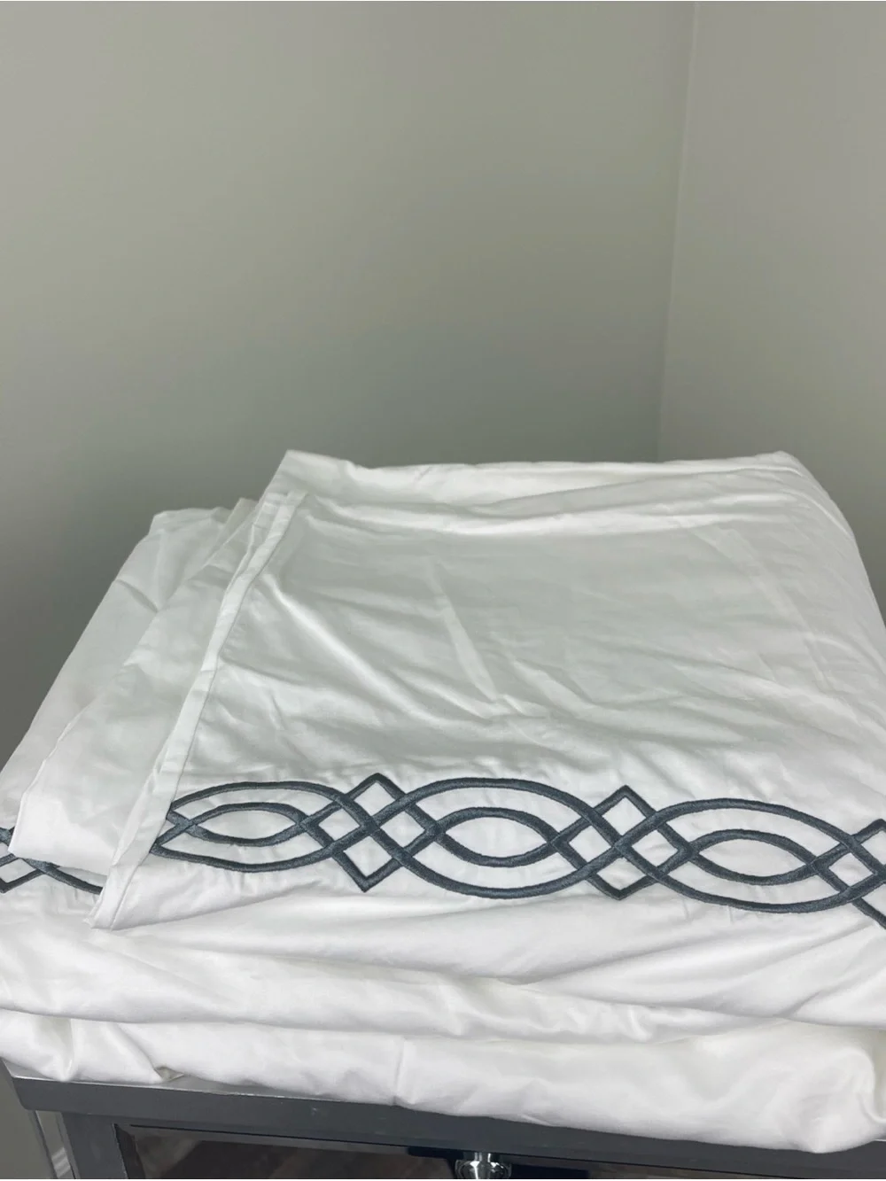 Frontgate Resort Diamond Trellis King Duvet White Charcoal Egyptian Cotton New
